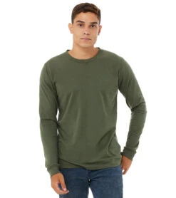 Bella + Canvas Sueded Airlume Long Sleeve Tee Military Green -Pranty Yoga Shop 6646909960235 militarygreen