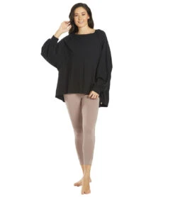Free People She's Everything Long Sleeve Top Black -Pranty Yoga Shop 6672259645483 black 4a