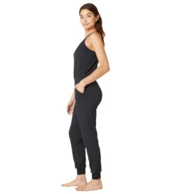 Beyond Yoga Heather Rib Lounge Around Jumpsuit Black Heather -Pranty Yoga Shop 6688794050603 blackheather 4a