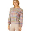 Beyond Yoga Relaxed Raglan Pullover Pastel Gingham -Pranty Yoga Shop 6688794804267 pastelgingham 2a