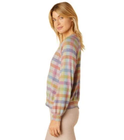 Beyond Yoga Relaxed Raglan Pullover Pastel Gingham 9 Beyond Yoga Relaxed Raglan Pullover Pastel Gingham -Pranty Yoga Shop 6688794804267 pastelgingham 4a