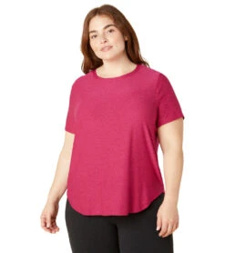 Beyond Yoga Plus Size Featherweight On The Down Low Tee Dragonfruit-Sangria -Pranty Yoga Shop 6780524298283 dragonfruitsangria