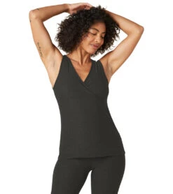 Beyond Yoga Featherweight Easy Access Nursing Crossover Tank Darkest Night -Pranty Yoga Shop 6780525183019 darkestnight