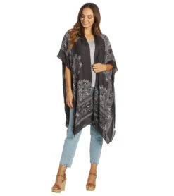 Yak & Yeti Boho Floral Medallion Kimono Wrap Dark Brown 11 Yak & Yeti Boho Floral Medallion Kimono Wrap Dark Brown -Pranty Yoga Shop 6823870136363 darkbrown