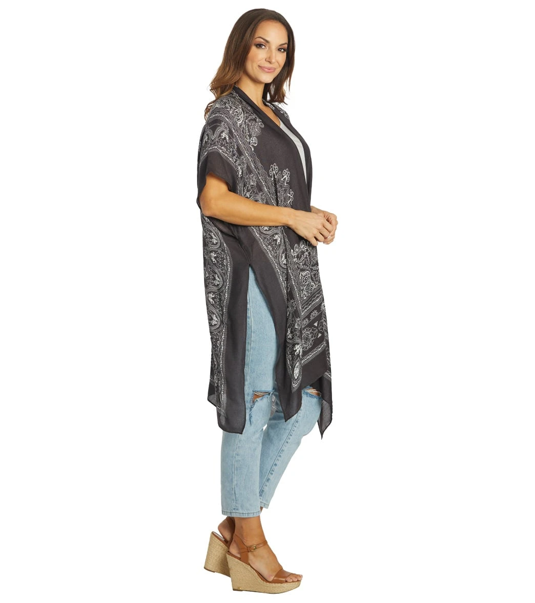 Yak & Yeti Boho Floral Medallion Kimono Wrap Dark Brown 3 Yak & Yeti Boho Floral Medallion Kimono Wrap Dark Brown