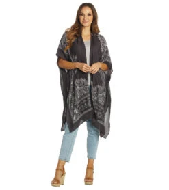 Yak & Yeti Boho Floral Medallion Kimono Wrap Dark Brown 9 Yak & Yeti Boho Floral Medallion Kimono Wrap Dark Brown -Pranty Yoga Shop 6823870136363 darkbrown 4a