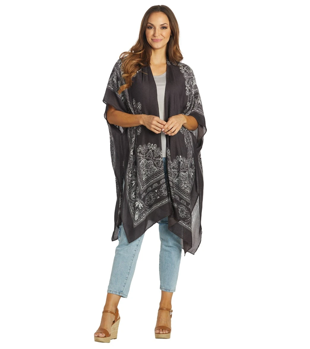 Yak & Yeti Boho Floral Medallion Kimono Wrap Dark Brown 5 Yak & Yeti Boho Floral Medallion Kimono Wrap Dark Brown - Image 3