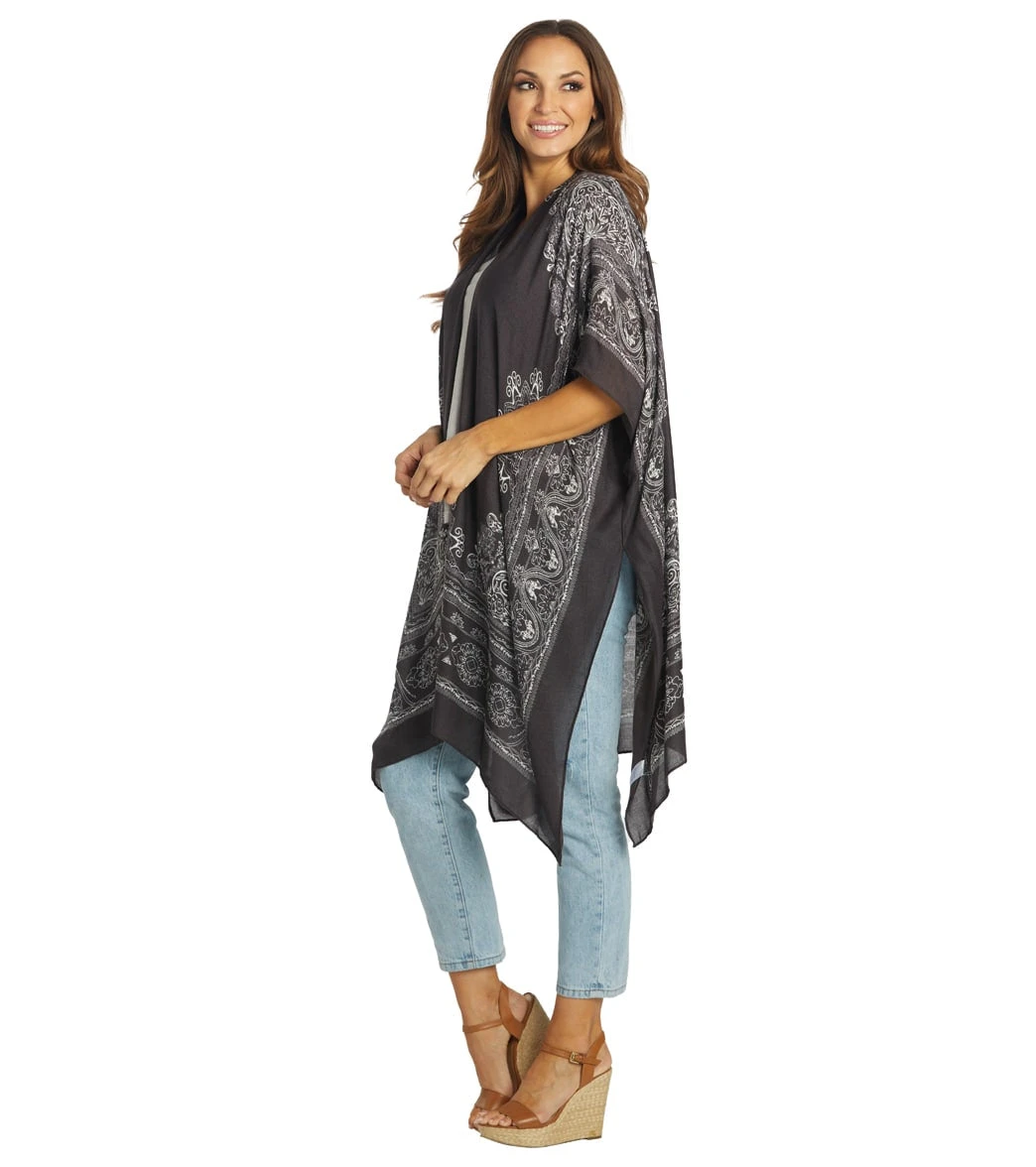 Yak & Yeti Boho Floral Medallion Kimono Wrap Dark Brown 6 Yak & Yeti Boho Floral Medallion Kimono Wrap Dark Brown - Image 4