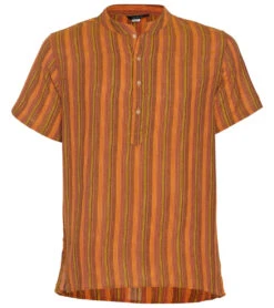 Yak & Yeti Men's Striped Short Sleeve Kurta -Pranty Yoga Shop 6823870758955 mustard 1