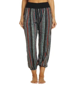 Yak & Yeti Striped Bohemian Harem Pants Maroon Multi -Pranty Yoga Shop 6823871741995 maroonmulti