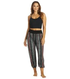 Yak & Yeti Striped Bohemian Harem Pants Maroon Multi -Pranty Yoga Shop 6823871741995 maroonmulti 4a
