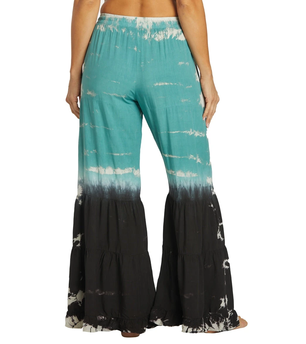 Yak & Yeti Boho Tiered Palazzo Tie Dye Pants Green 4 Yak & Yeti Boho Tiered Palazzo Tie Dye Pants Green - Image 2