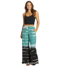 Yak & Yeti Boho Tiered Palazzo Tie Dye Pants Green 9 Yak & Yeti Boho Tiered Palazzo Tie Dye Pants Green -Pranty Yoga Shop 6823872561195 green 4a