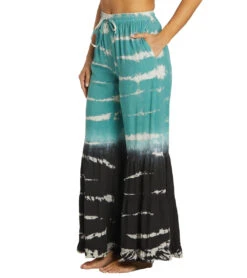 Yak & Yeti Boho Tiered Palazzo Tie Dye Pants Green 10 Yak & Yeti Boho Tiered Palazzo Tie Dye Pants Green -Pranty Yoga Shop 6823872561195 green 5a