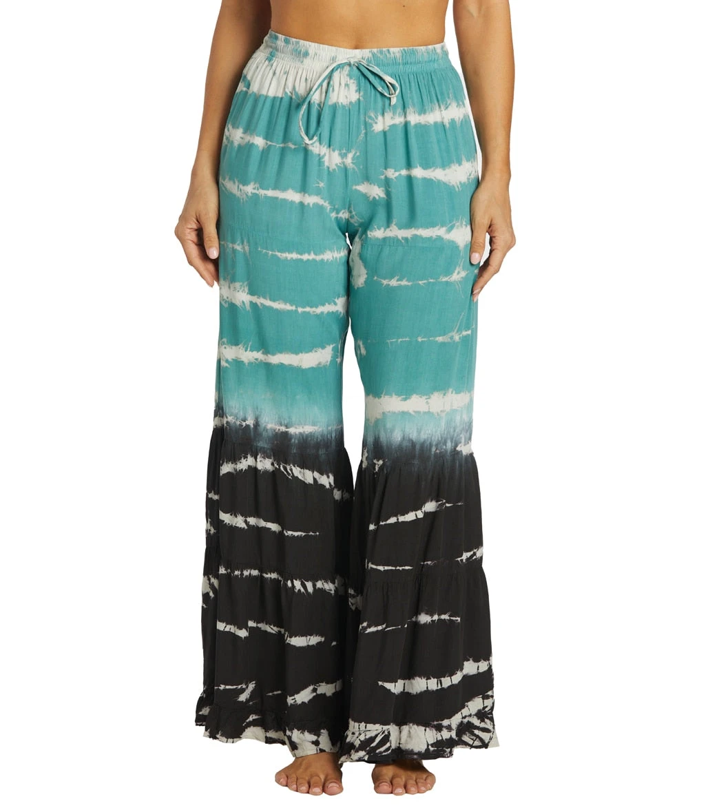 Yak & Yeti Boho Tiered Palazzo Tie Dye Pants Green 7 Yak & Yeti Boho Tiered Palazzo Tie Dye Pants Green - Image 5