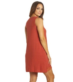 Yak & Yeti Casual Layered Lace Hem Dress 22 Yak & Yeti Casual Layered Lace Hem Dress -Pranty Yoga Shop 6823873118251 rust 3a