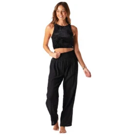 Lotus And Luna Solid Wide Leg Pant Black 9 Lotus And Luna Solid Wide Leg Pant Black -Pranty Yoga Shop 6837939306539 black 4a