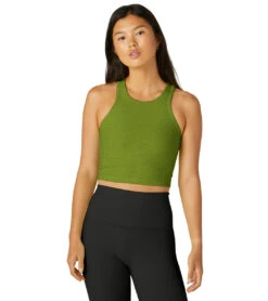 Beyond Yoga Focus Cropped Tank Fern Green Heather -Pranty Yoga Shop 6958890811435 ferngreenheather