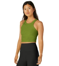 Beyond Yoga Focus Cropped Tank Fern Green Heather