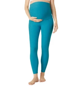 Beyond Yoga Spacedye Maternity Out Of Pocket High Waisted 7/8 Leggings Blue Glow Heather -Pranty Yoga Shop 6958964670507 blueglowheather