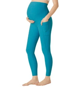 Beyond Yoga Spacedye Maternity Out Of Pocket High Waisted 7/8 Leggings Blue Glow Heather