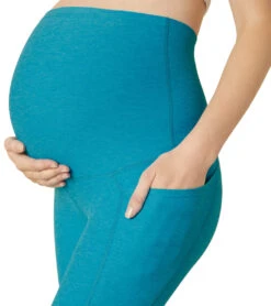 Beyond Yoga Spacedye Maternity Out Of Pocket High Waisted 7/8 Leggings Blue Glow Heather -Pranty Yoga Shop 6958964670507 blueglowheather 5a