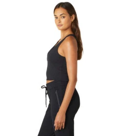 Beyond Yoga Heather Rib Fresh Cut Cropped Tank -Pranty Yoga Shop 6959161016363 blackheather 4a