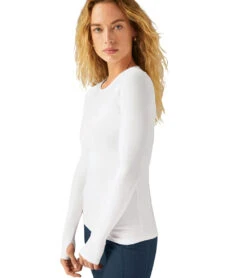 Beyond Yoga Featherweight Spacedye Classic Crew Pullover Cloud White