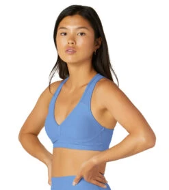 Beyond Yoga Spacedye Lift Your Spirits Yoga Sports Bra Flower Blue Heather