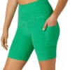 Beyond Yoga Spacedye Team Pockets High Waisted Biker Shorts Green Grass Heather -Pranty Yoga Shop 7027781926955 greengrassheather 2a