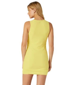 Beyond Yoga Featherweight Summer Gather Mini Dress -Pranty Yoga Shop 7027845136427 powderlemonheather 3a