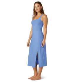 Beyond Yoga Featherweight Getaway Dress Flower Blue Heather