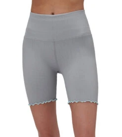 Spiritual Gangster Seamless Ruffle Biker Short -Pranty Yoga Shop 7072444612651 fossilgrey