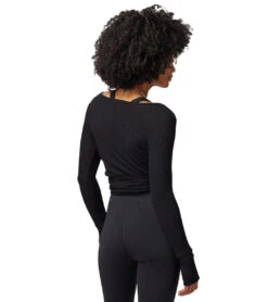 Spiritual Gangster Harmony Rib Wrap Sweater Black -Pranty Yoga Shop 7092968652843 black 3a