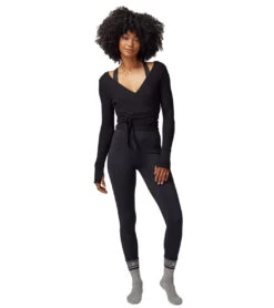 Spiritual Gangster Harmony Rib Wrap Sweater Black -Pranty Yoga Shop 7092968652843 black 5a