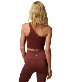 Spiritual Gangster Luna One Shoulder Crop Tank -Pranty Yoga Shop 7092968914987 washedburgundy 3a