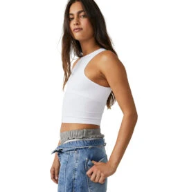 Free People Clean Lines Cami White -Pranty Yoga Shop 7093384020011 white 3a