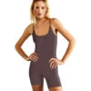 Free People One To Watch Romper -Pranty Yoga Shop 7097278988331 chocolatemerlot 1a