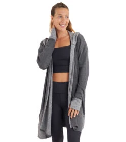 Thrive Societe Hooded Drape Cardi -Pranty Yoga Shop 7103159009323 heatherblack