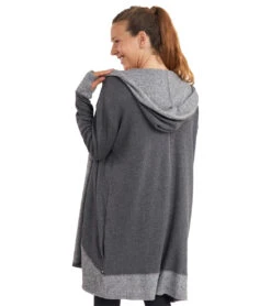 Thrive Societe Hooded Drape Cardi -Pranty Yoga Shop 7103159009323 heatherblack 3a