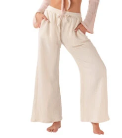Lotus And Luna Wide Leg Cotton Pants With Pockets Cream -Pranty Yoga Shop 7143835009067 cream