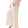 Lotus And Luna Wide Leg Cotton Pants With Pockets Cream -Pranty Yoga Shop 7143835009067 cream 2a